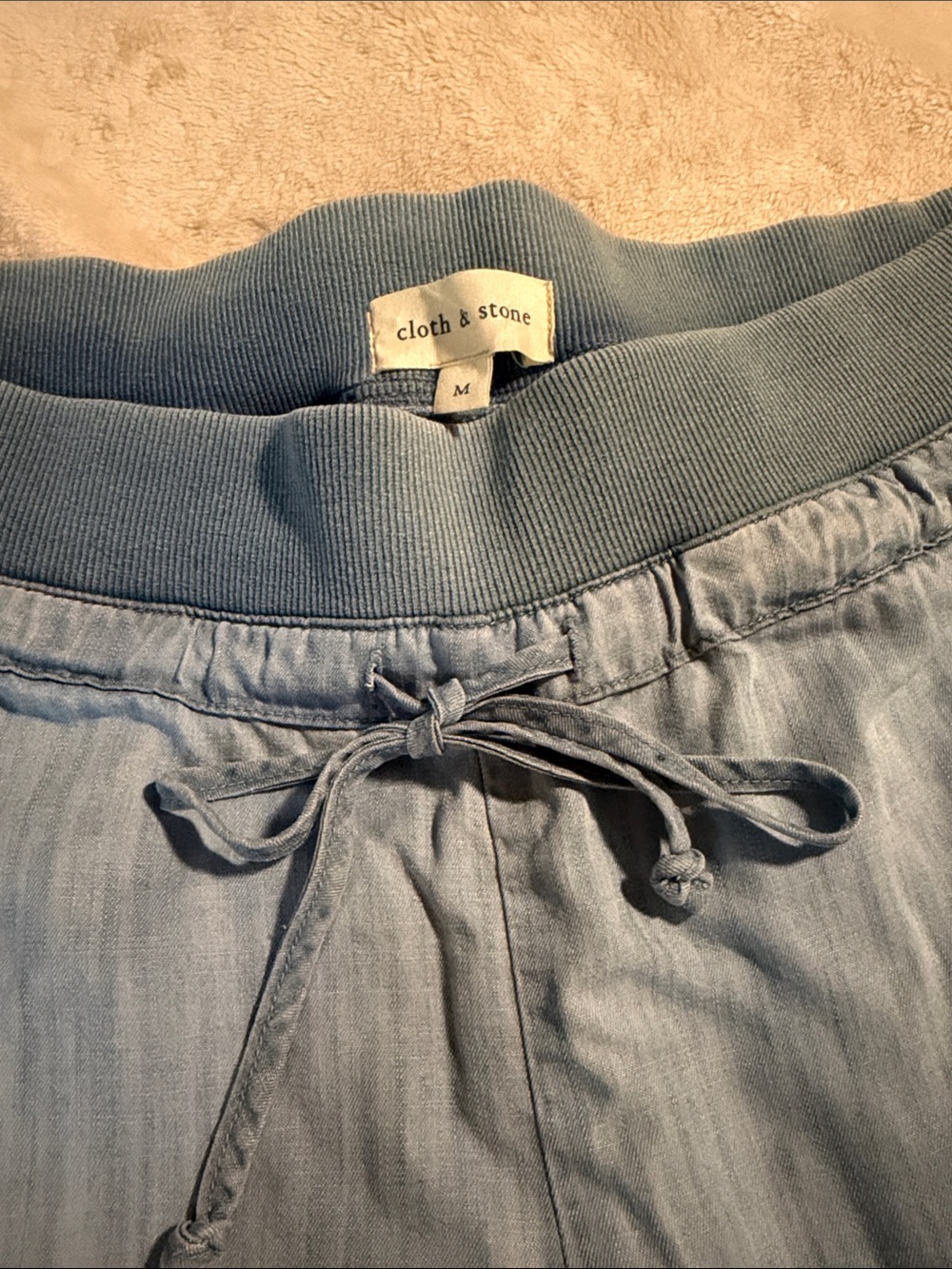 cloth & stone light blue cropped drawstring jeans